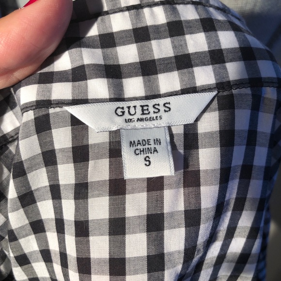 Guess black and White checkered blouse - Picture 6 of 6